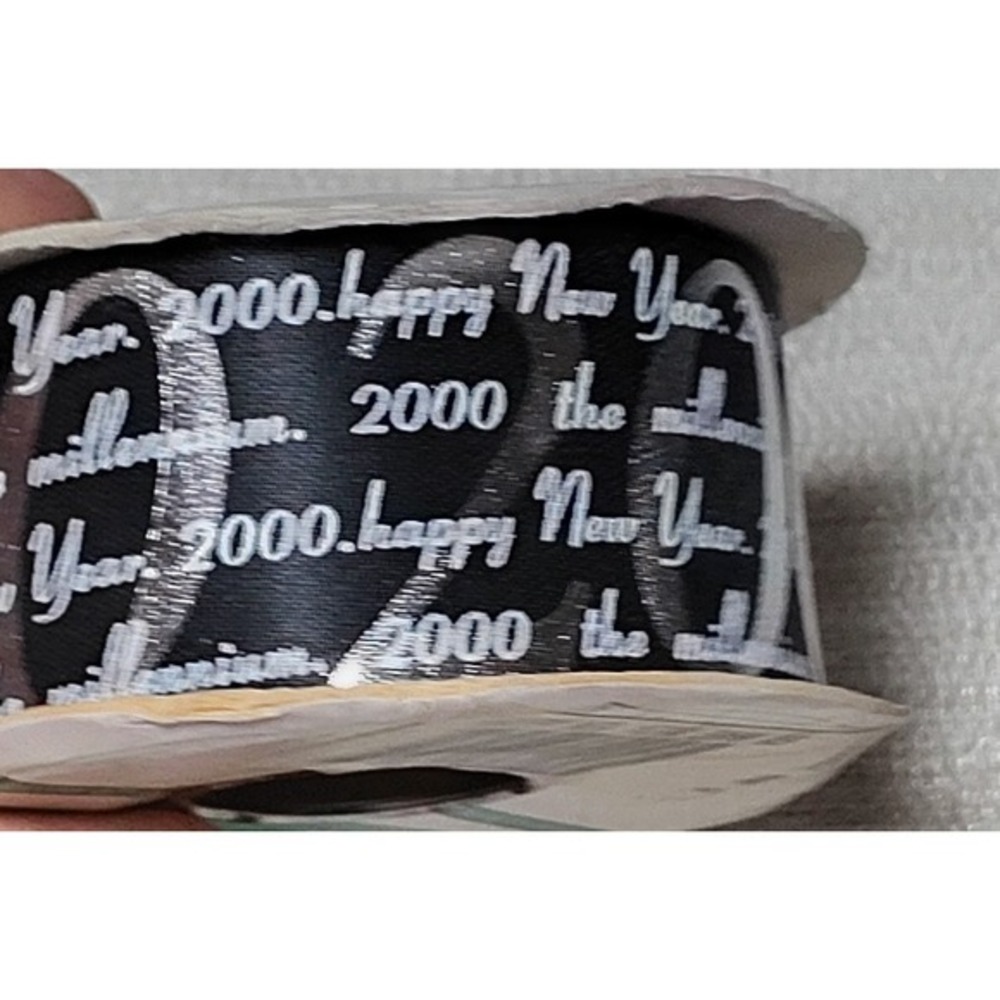 2000 New Year's Vintage C & G 1.5"  Y2K Silver & Black‎ Made In  U.S.A. 20 Yards